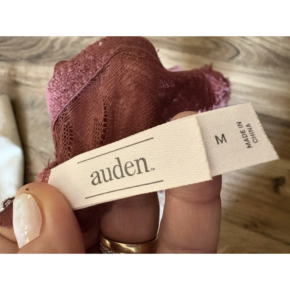 Auden‎ Bralette Bra Mauve Maroon Lacey Sz Medium Padded